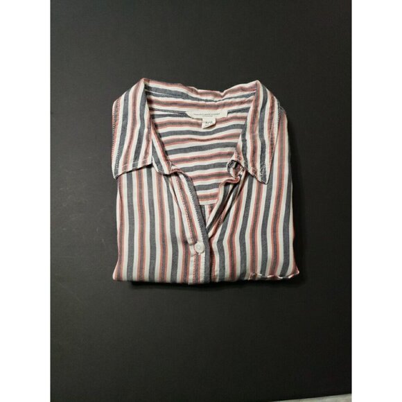 Beach Lunch Lounge Top Womens Large Red Grey White Striped Beachcore Cottagecore - Picture 15 of 15